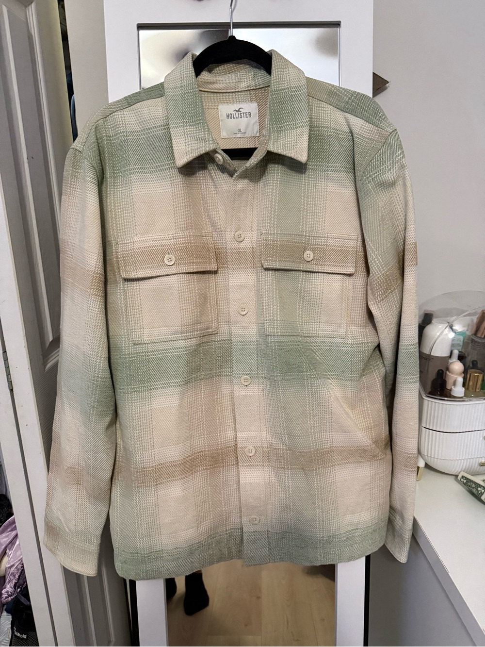 Hollister Mens Flannel Thick Shirt Jacket Button Up XL